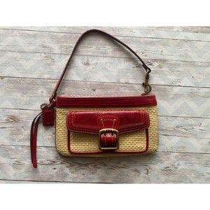 COACH Legacy Wristlet Red Wallet Woven Retired